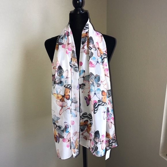 Roby Foulards Polyester Scarf with Butterflies - Picture 4 of 4